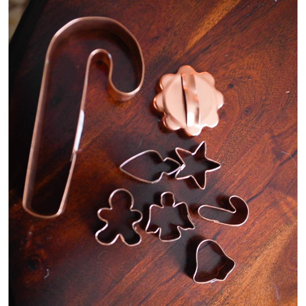 Lot of Copper Aluminum Christmas Cookie Cutters Candy Cane Stars Biscuit Cutter